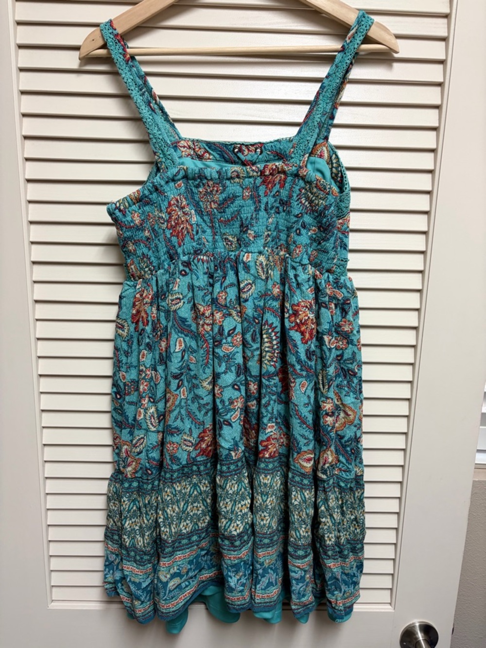 Maurices Boho Floral Sundress Womens Small Blue Paisley Lace Trim Festival Dress - Picture 2 of 16